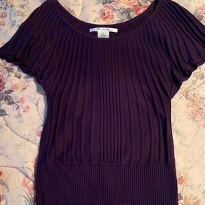 Purple Ribbed Knit Top